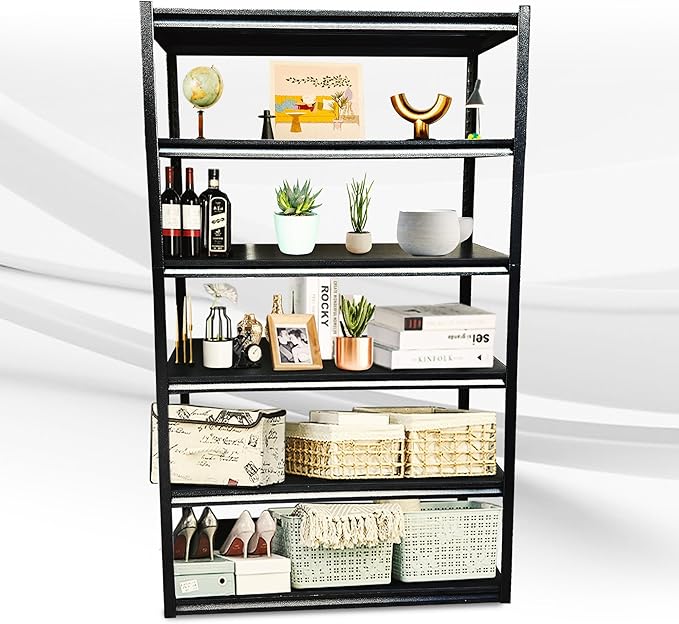 Rigma 5 Tier Garage Shelf, Heavy Duty Steel Shelving Unit, Adjustable Metal Multi-use Storage Rack, Shelves for Garage, Basement, and Industrial Warehouse Or Office (48" W X 20" D X 78" H 6-Tier)