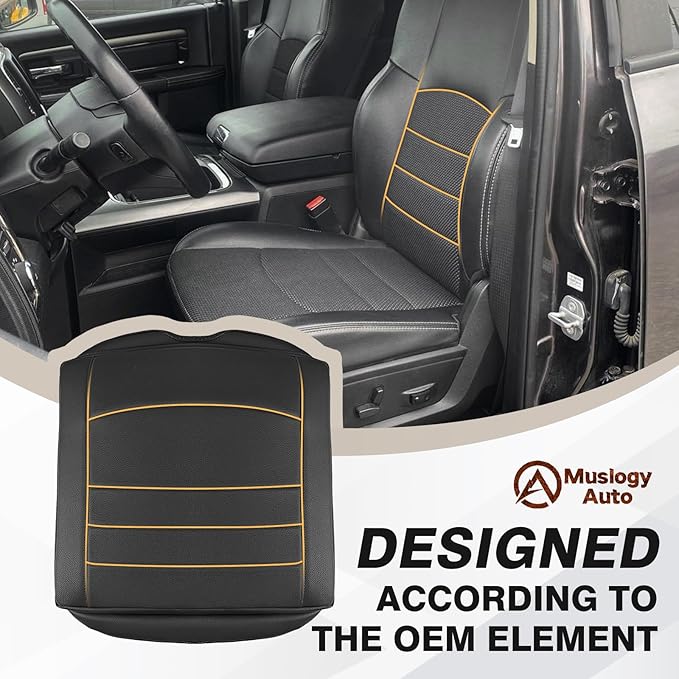 Muslogy Center Console Armrest Cover Compatible with Dodge Ram1500/2500/3500 2013-2018 Comfort Armrest Pad Arm Rest Cushion Vegan Leather Protector 1-Inch Extra Thick(Bucket Seat ONLY)