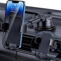 Phone Holder Car [Military Grade Suction Ultra Strong Base] Cell Phone Car Holder 3 in 1 Dashboard Windshield Air Vent Hands-Free for iPhone Android Phones