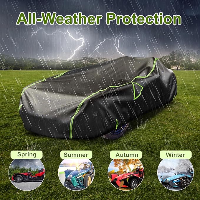 Full Cover for Polaris Slingshot Heavy Duty Premium Oxford Cover Windshield Cover Waterproof Windproof All Weather Protection Covers for Slingshot S SL SLR R Signature LE(420D Oxford)
