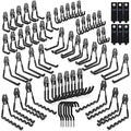 3-H Garage Wall Hooks 60 Pack, Heavy Duty Garage Hooks with Extra Welding Spots, Wall Mount Storage Organizer for Hanging Garden Lawn Tools, Ladder, Bike, WeedEater, Chair, Shovel, Blower (Black)