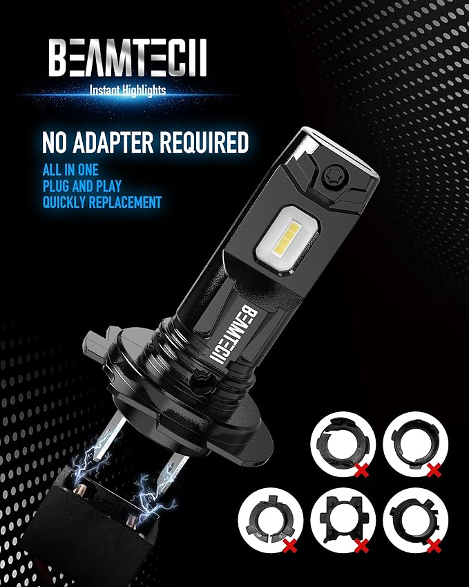 BEAMTECH H7 Fog Light Bulb Fog Light 6500K Xenon White Fanless In Line Pack Of 2