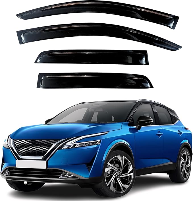 KPY Window Visor Compatible with Nissan Qashqai 2017-2021, Nissan Rogue Sport 2017-2024 (Only for Sport Model), 4PC Rain Guard Side Window Vent Deflector Tape-On Style, 2019 2020 2021 2022 2023 2024
