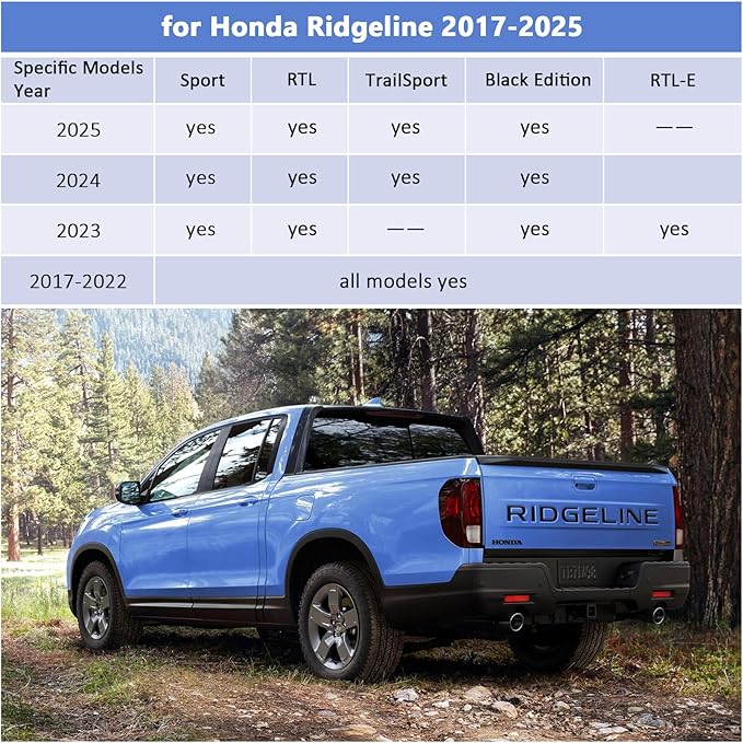 Binmotor-Floor Mats for 2017-2025 Honda Ridgeline Crew Cab, Front & 2nd Row, All Weather Car Floor Mats Ridgeline Car Mats Floor Liners for Honda Ridgeline Accessories