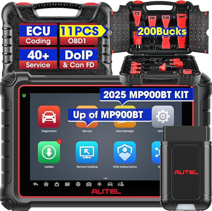 Autel MaxiPRO MP900-BT KIT Scanner: 40+ Service, 3K Bidirectional Tests, OE Coding, DoIP CAN-FD, 2025 Up of MP900BT MP900E MP808S MP808BT PRO w/Full OBD Kit, Same as MS906 Pro MS906 Max MS908S PRO II