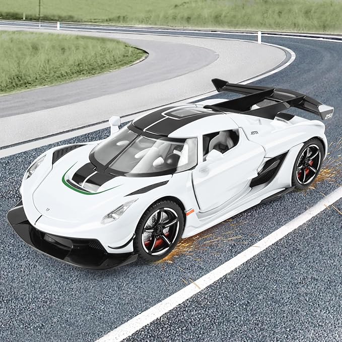 Toy Cars Model Jesko 1/22 Diecast Metal Sports Toy Cars for Boys, Alloy Collectible Model Car with Sound and Lights, Race Model Car for Kids