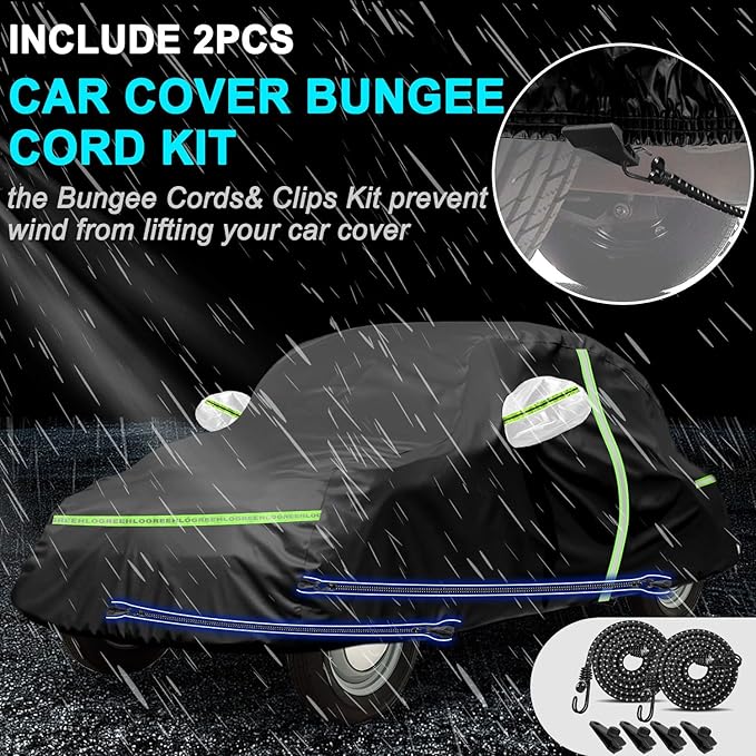 Car Cover for 1960-1980 Beetle Bug Sedan 2-Door,Full Exterior Car Covers for Automobiles All Weather Waterproof Heavy Duty,Zipper/Cotton Design Rain Snow Sun Winter UV Proof【210T Taffeta】- Black