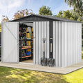 DWVO 8x6FT Outdoor Storage Shelter, Roomy Steel Tool Shed with Secure Entrances & Air Circulation for Patio, Lawn, and Backyard, Ideal for Storing Garden Gear, Lawn Tools, and Bikes, White