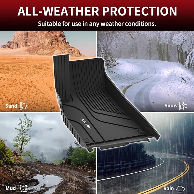 LASFIT Premium Extra Thick Floor Mats Fit for Tesla Model S & Model S Plaid 2025 2024 2023 2022 2021, Custom Fit TPE All Weather Floor Liners 1st & 2nd Front Rear Row Car Mats, Black