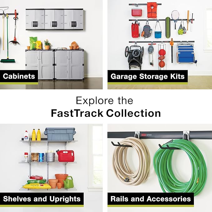 Rubbermaid FastTrack Garage Storage System Tool Hanging Kit, Wall Mount Holder for Garden Lawn Tools/Garage/Home Organization