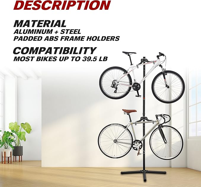 Ibera Bike Wall Mount - Secure Bike Storage up to 18kg with Adjustable Frame Holder & Soft Rubber Cradles - Garage Bike Rack for Road, MTB, Kids, Hybrid Bikes - Easy Installation & Space-Saving Design