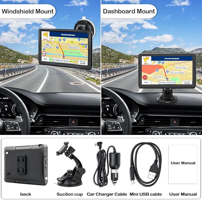 GPS Navigator for Car, Truck GPS Commercial Drivers 2025, Trucker GPS of Semi Turck, Lifetime Free Maps Updates, with 7 inch Touch Screen, Spoken Driver Alerts