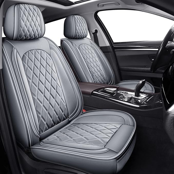 MIROZO 2PCS Ram Seat Cover,Front Seat Covers for Dodge Ram Truck Accessories Compatible with 2009-2025 RAM 1500 2500 3500 Pickup Crew Quad Cab (2PCS Front,Gray)