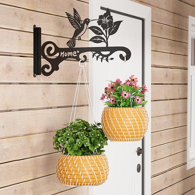 10 Inch Metal Plant Hooks (2-Pack) - Decorative Wall Hangers with Bird Design for Indoor & Outdoor Use - Hanging Brackets for Plants, Flower Baskets, Bird Feeders, Lanterns - Patio, Garden, Home Decor