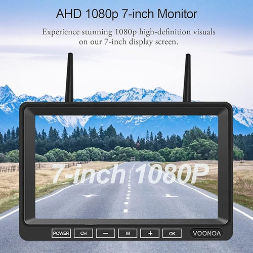 1080P Wireless RV Camera System, IP69 Waterproof Night Vision Backup Camera Side Rear View Camera with 7 Inch HD Monitor for RV Truck Trailer Camper