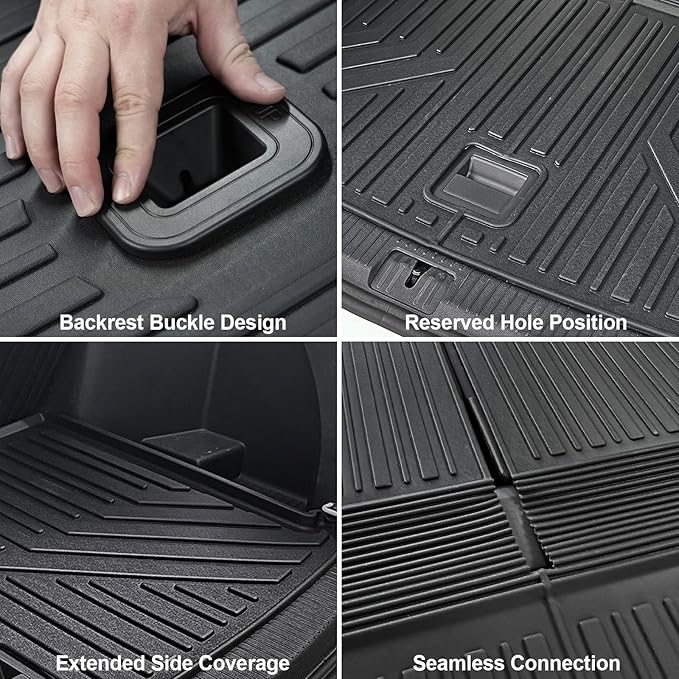 Floor Mats for 2018-2024 2025 Volkswagen VW Atlas 7 Seats(Not for Cross Sport), All Weather TPE Trunk Mat Cargo Liner with Backrest Mat for Atlas Accessories