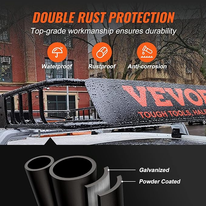 VEVOR Roof Rack Cargo Basket, 51" x 36" x 5" Rooftop Cargo Carrier w/ 15 Cu Ft Waterproof Cargo Bag, 200 LBS Capacity Universal Rack Carrier for SUV, Truck, Pickup