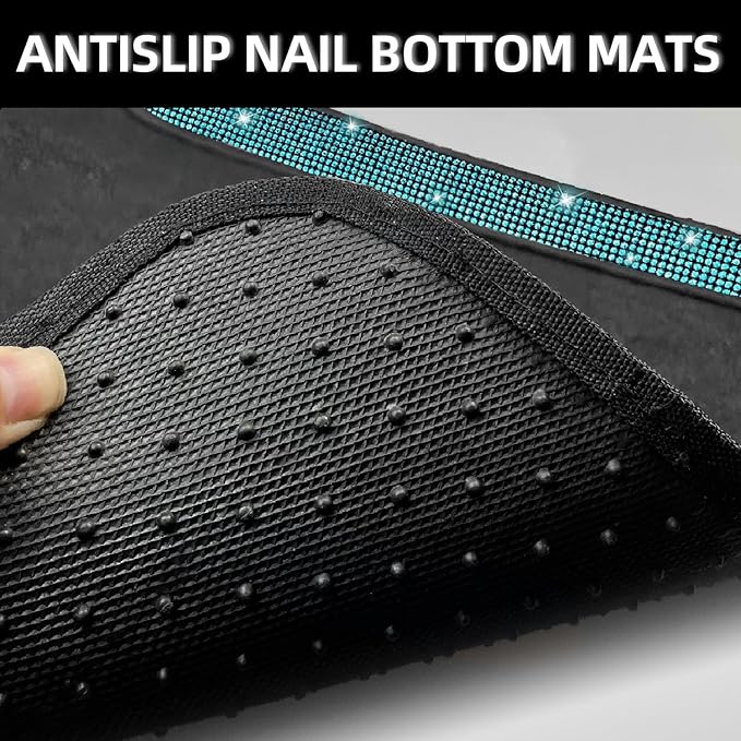 NBTEPEM Aquamrine Bling Car Floor Mats Full Set, Universal Fit Most Cars,SUV, Trucks, 4 pcs Sparkle Glitter Diamond Carpet for Women Girls with Anti-Slip Pad (Aquamrine Diamond)
