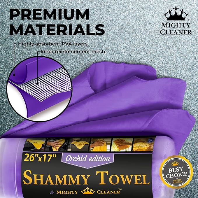 Premium 2pk +1 Free Shammy Cloth for Car Drying (26"x17") - Super Absorbent Chamois Towel - Reusable & Scratch-Free Shammy - Soft Drying Towels