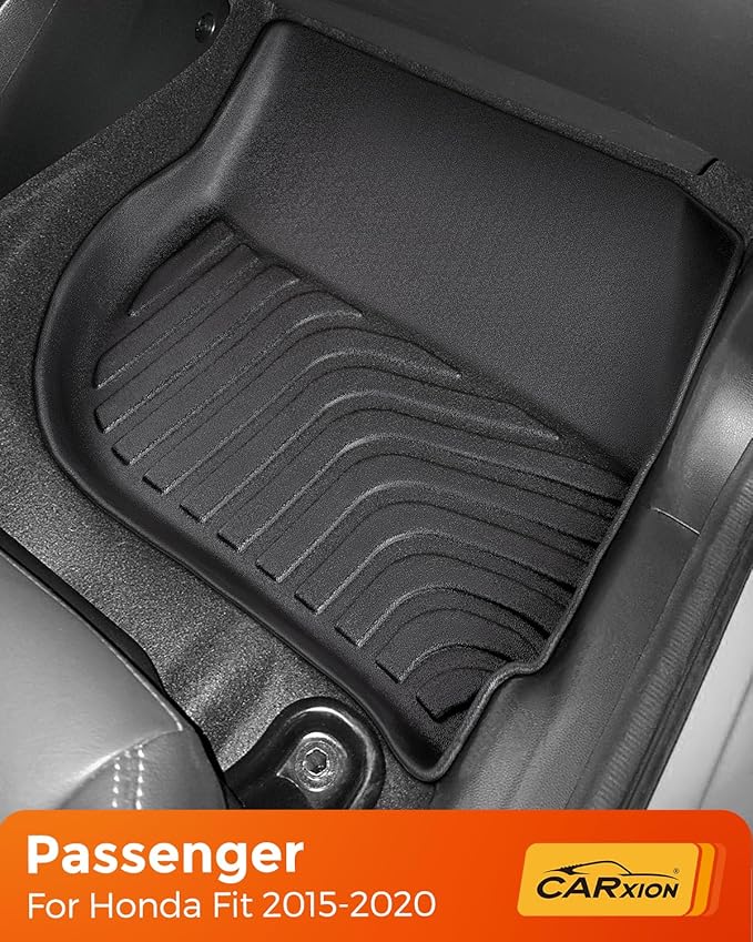 Car Floor Mats for Honda Fit : 2015-2020 (Not for Manual Transmission) Cargo Trunk Liner, Accessories All Weather Rubber Custom Fit for Honda Fit 2020 2019 2018 2017 2016 2015 SUV 5-Seat Models Black