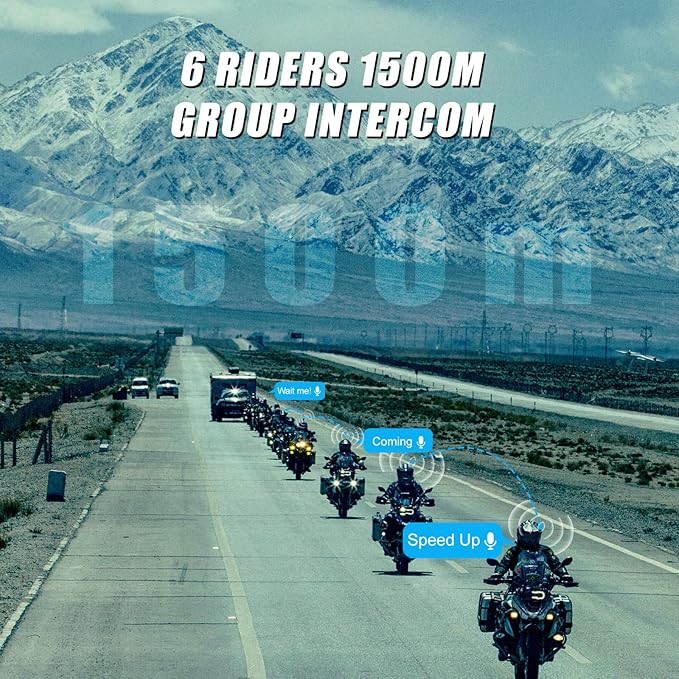 FreedConn R3 PRO Motorcycle Helmet Bluetooth Headset with Camera Recorder, Motorcycle Communication Systems, WiFi 2K 0.75mi/1200m 6 Riders Group Intercom, Built-in & External Mic System, 128G TF Card