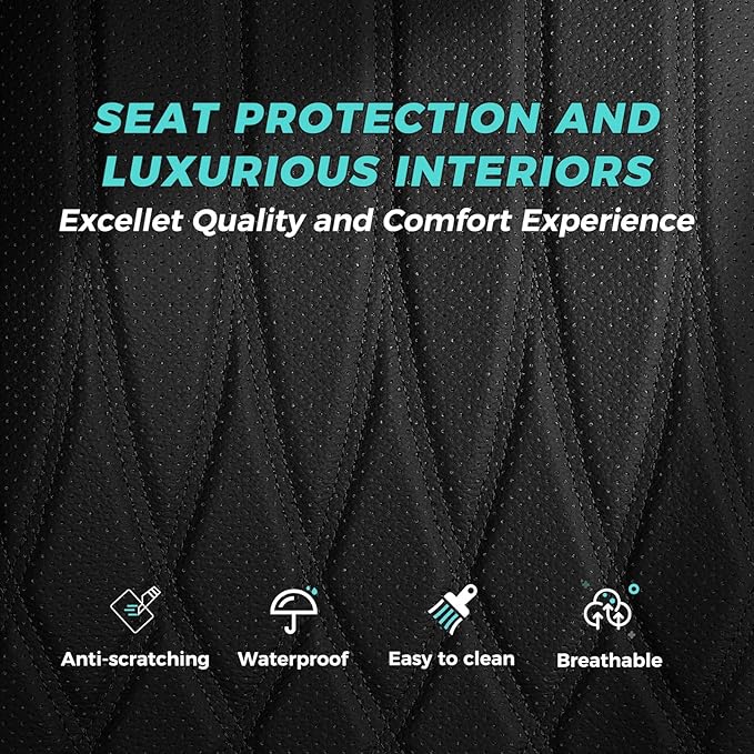 Seat Covers for Honda Civic Sedan 4DR Sedan EX 2022 2023 2024 2025.Faux Leather Car Seats Cover Full Set (Rear Row 40/60 Split & Folding Backrest)-Black