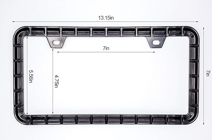 3D Chrome License Plate Frames, Pure Zinc Alloy Metal (Chain Pattern with Black Color)