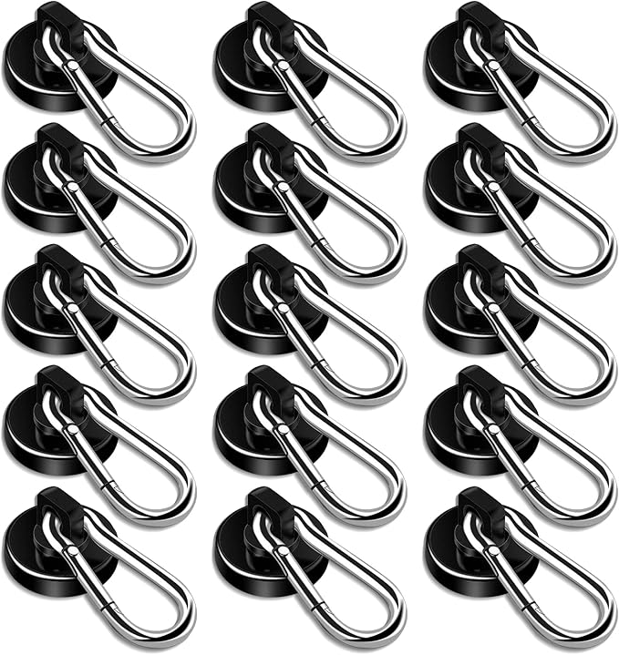 DIYMAG Black Magnetic Hooks,70LBS Strong Heavy Duty Neodymium Magnet Magnetics Hook for Hanging at Home, Office Locker, Workplace, Refrigerator, Cruise Ship or Travel, 15Pack