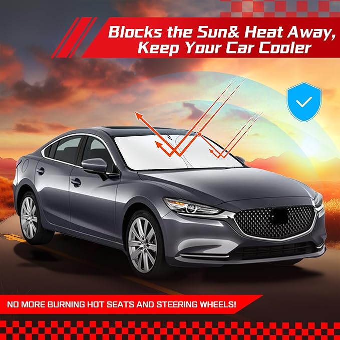 ARISMOTOR Windshield Sun Shade for Mazda 6 2014-2021, Custom Fit Foldable Front Window Sunshade Sun Visor Protector, Block UV Rays Keep Your Car Cooler
