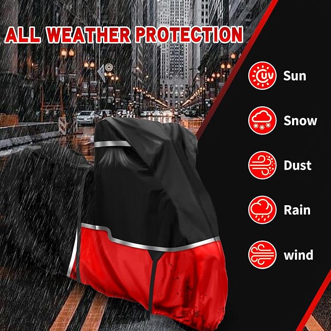 420D Motorcycle Cover Suitable for Honda Cruiser Rebel 300 500 1100 and Shadow 750/ Vtx 1300 /Fury Waterproof Motorcycle Cover Easy to Clean Tear-Resistant Suitable for Outdoor Protection