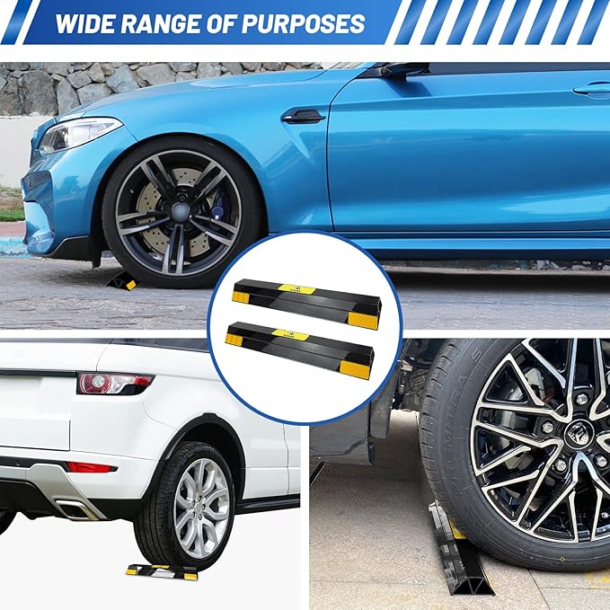 ROBLOCK 16" Heavy Duty Parking Aid with 1.8 Inch Higher Design, Car Parking Stopper for Garage 2 PCS, Parking Aids Protects Car, Parking Gadgets Easy to Install 2 Packs, 16" L x 3.7" W x 1.8" H