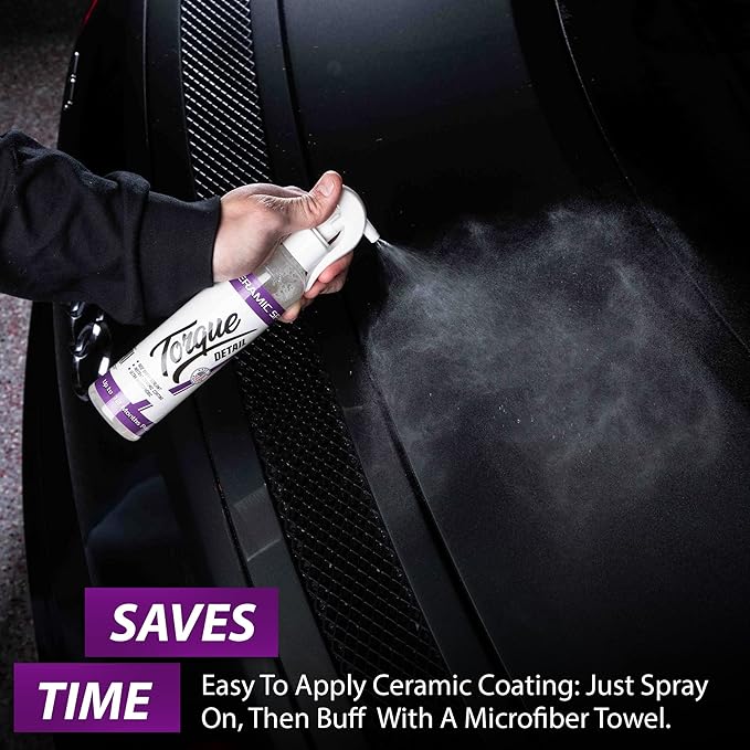 Torque Detail Ceramic Spray - Easy to Apply, Ceramic Coating Spray - Proprietary Silica Formula (Nano SiO2) Seals & Shields Car’s Clear Coat - Hydrophobic Protection & High-Gloss Shine (2-Pack 8 oz)