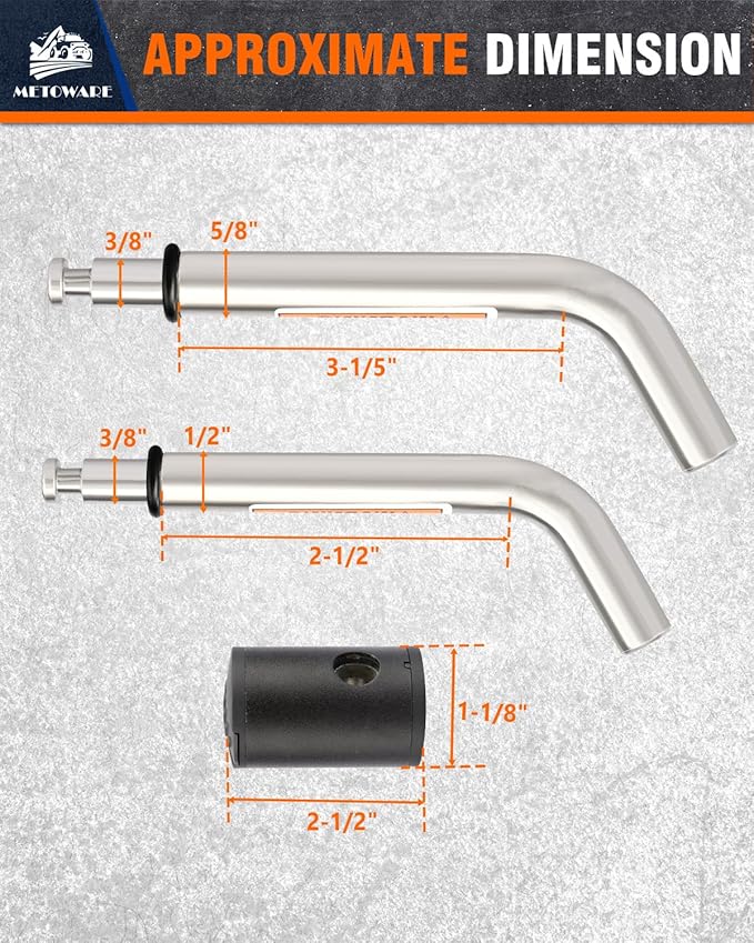 METOWARE Right-Angle Receiver Lock for Class I-IV, Stainless Steel, 1/2” and 5/8” Dual Bent Pin, Compatible with Most Hitches for Trailer Truck Car