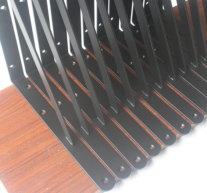 32 Pack L14 x H 10" Black Heavy Duty Shelf Brackets with Screws Metal Shelf Brackets Shelf Support Angle Brackets for Shelves L Brackets Heavy Duty Floating Shelf