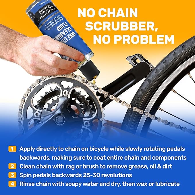 Bicycle Chain & Component Cleaning Fluid - 16oz Chain Degreaser Works in Minutes - Made in USA - Compatible With All Chain Scrubbers Or Apply Directly To Chain - Bike, Motorcycle & Chainsaw Chains