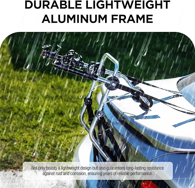 Rockland Aluminum 2-Bike Rack, 70 lbs Capacity, Lightweight Trunk Mount Bike Rack with Hooks and Loops, Fits 2" Receiver for Cars SUVs Minivans