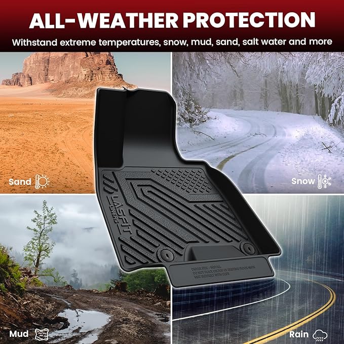 LASFIT Floor Mats & Cargo Mat for Genesis GV80 2021-2024(Fit 5 Seats), TPE All Weather Protection Custom Fit 1st & 2nd Row Rubber Floor Liners for GV80 Automotive Accessories, Black, Easy to Clean