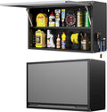 Metal Wall Cabinet with Adjustable Shelves, Doors - Floating Tool Storage for Garage/Warehouse - Black/Gray