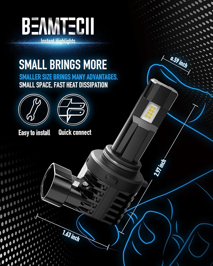 BEAMTECH 9006 Bulbs, Fanless In Line HB4 Fog Light Bulb 6500K Xenon White Fog Light Of 2