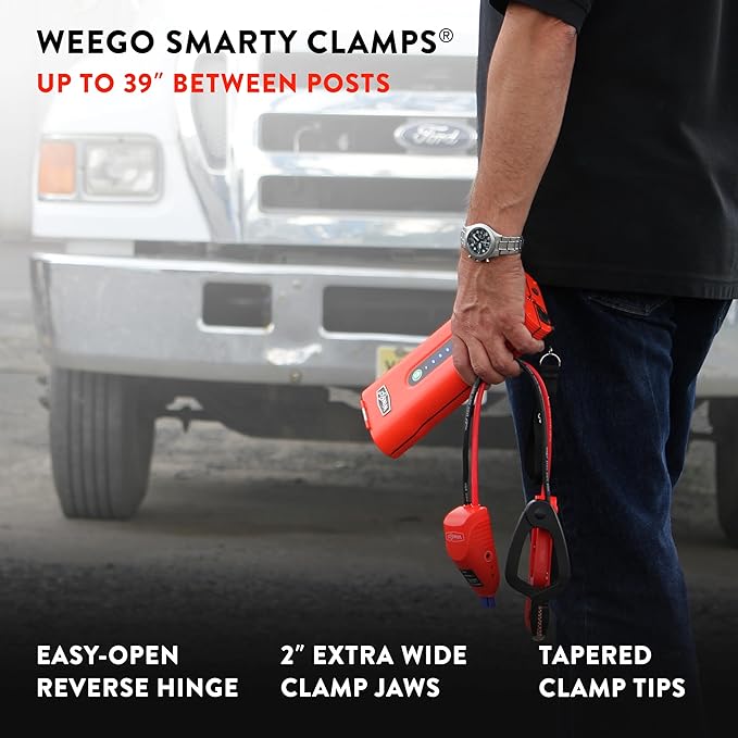 Weego N70 12V Portable Jump Starter, 2500 Peak Amp / 700 Cranking Amp, Patented Jumper Cables with Battery Pack, All Gas & 5L Diesel Engines (N70)