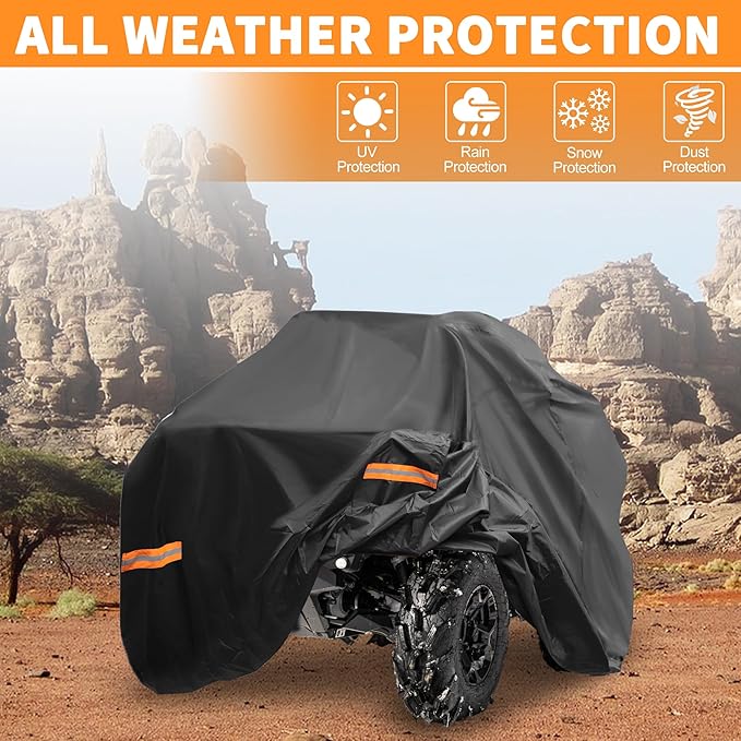 X AUTOHAUX ATV Cover for Can-am Outlander MAX XT DPS/XT-P Waterproof 4 Wheelers Quad Cover Outdoor Sun Rain Storage Protection 210D-PU Black 240x122x135cm