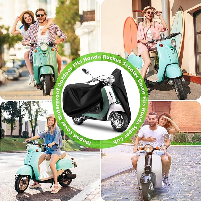 COVERVIN Scooter Waterproof Cover Outdoor, Moped Cover & Vespa Cover for Honda Ruckus Yamaha 72″ Long (S)