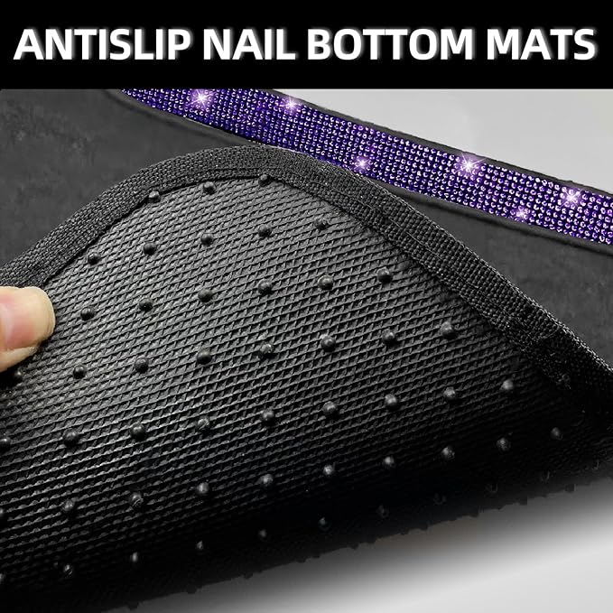 NBTEPEM Purple Violet Bling Car Floor Mats Full Set, Universal Fit Most Cars,SUV, Trucks, 4 pcs Sparkle Glitter Diamond Carpet for Women Girls with Anti-Slip Pad (Purple Violet Diamond)