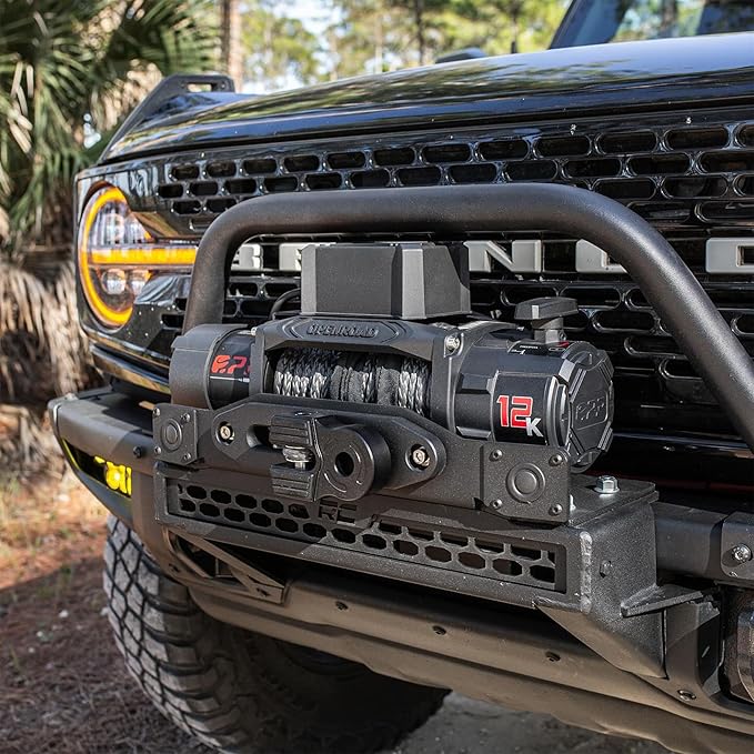 OPENROAD 12000 lb Recovery Winch with Synthetic Rope and 2 Wireless Remotes - IP68 Waterproof 12V Electric Winch for Jeep, SUV, Truck & Trailer - Panther Series 3S