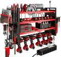 Power Tool Organizer Wall Mount with Charging Station 4 Layer 6 Slot Cordless Drill Holder with Angle Grinder Holder (Red)