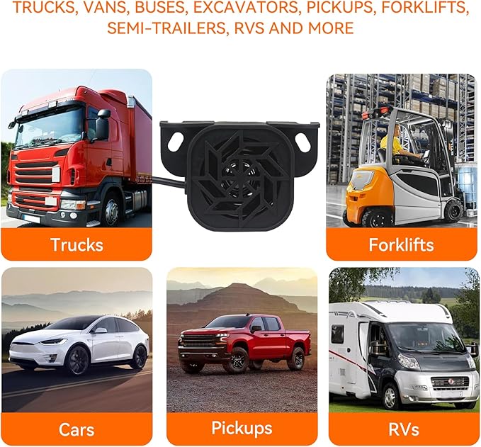 835 Back-up Alarm 12V-48V 110dB IP67 Waterproof Dust-Proof Reversing Warning Alarm with Super Loud Beeper Tone for Truck Van Forklift Car Lorry Agricultural Vehicles