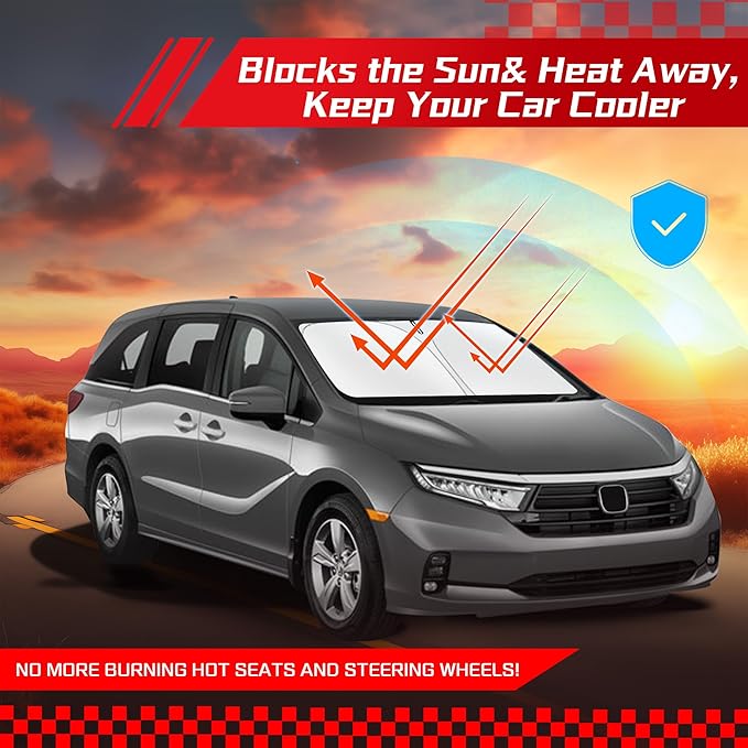 ARISMOTOR Windshield Sun Shade for Honda Odyssey (LX EX EX-L Touring Elite Minivan) 2018-2025 2026, Custom Fit Foldable Front Window Sunshade Sun Visor Protector, Block UV Rays Keep Your Car Cooler