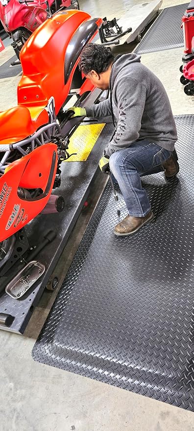 Rhino Mats, American Classic Diamond Anti-Fatigue Mats, Industrial Ergonomic Comfort Standing Mat for Work, Home, Garage, Office, Kitchen or Anywhere (Black 1" Thick, 4 FT. x 13 FT.)