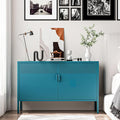 2 Door Storage Sideboard, Metal Storage Cabinet with 2 Adjustable Shelf,Multipurpose Metal Accent Cabinet for Office Home,Music Studio (Peacock Blue, 25''H)
