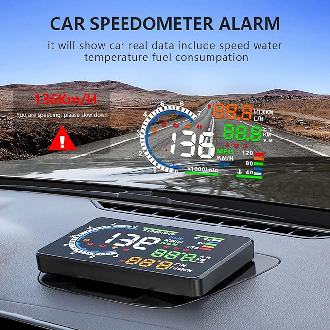 Heads Up Display for Cars, Digital Speedometer for Car A8 with OBD Function, 5.5 Inch Large Screen, HUD Speedometer for Car for All Vehicles